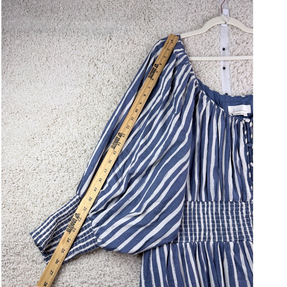 By Anthropologie Sweetheart Midi Dress Women 3XL Blue Striped NWOT Long Sleeve - Picture 10 of 10